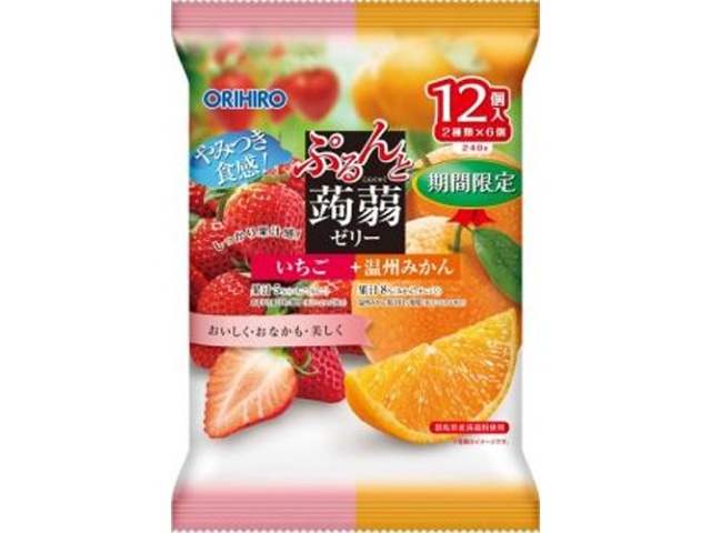 ぷるんと蒟蒻ゼリーパウチ いちご＋温州みかん１２個 【新商品 9/8 発売】  【購入入数１２個】