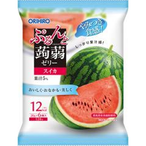 オリヒロプランデュ ぷるんと蒟蒻ゼリーパウチスイカ２０ｇ×６ △ 【購入入数２４個】