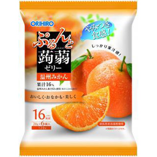 オリヒロプランデュ ぷるんと蒟蒻ゼリーパウチ温州みかん６個 △ 【購入入数２４個】