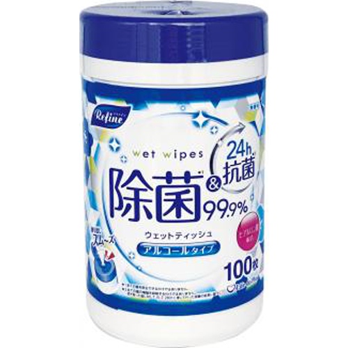 リファイン 新アルコール除菌ボトル１００枚 △ 【購入入数１個】