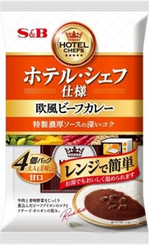 Ｓ＆Ｂ ホテル・シェフ仕様欧風ビーフカレー４Ｐ甘口 □お取り寄せ品 【購入入数１６個】