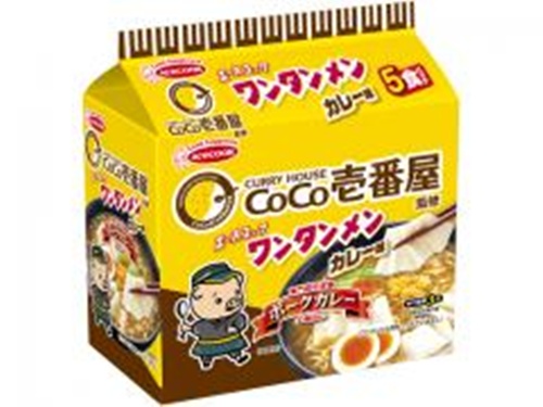 エース（袋）５食ワンタンメン ココ壱監修カレー味 【新商品 9/1 発売】 【今月の特売 麺類】 □お取り寄せ品 【購入入数１８個】