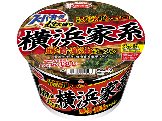 エース 超大盛りスーパー横浜家系豚骨醤油ラーメン 【新商品 9/8 発売】 △ 【購入入数１２個】