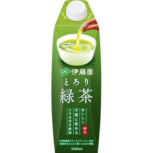 伊藤園 とろり緑茶 屋根型キャップ付き１Ｌ □お取り寄せ品 【購入入数６個】