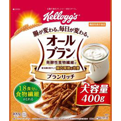 ケロッグ オールブランブランリッチ大容量４００ｇ 【新商品 3/21 発売】 □お取り寄せ品 【購入入数１２個】