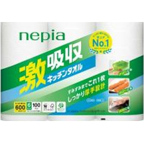 ネピア 激吸収キッチンタオル ６Ｒ 【新商品 4/1 発売】 □お取り寄せ品 【購入入数８個】