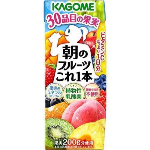 カゴメ 朝のフルーツこれ一本リーフパック２００ｍｌ □お取り寄せ品 【購入入数２４個】