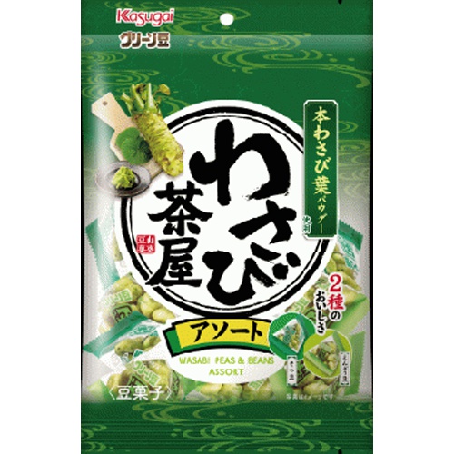 春日井製菓 グリーン豆 わさび茶屋アソート１０４ｇ 【新商品 3/1 発売】 △ 【購入入数１２個】