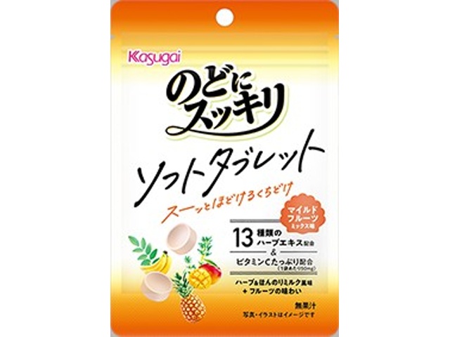 春日井製菓 のどにスッキリソフトタブレット フルーツ 【新商品 11/10 発売】 △ 【購入入数６個】