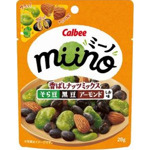 カルビー ｍｉｉｎｏミックスそら豆黒豆アー ２８ｇ 【新商品 4/28 発売】  【購入入数１２個】