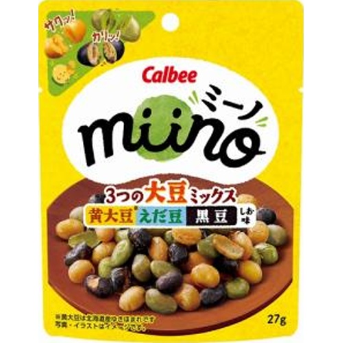 カルビー ｍｉｉｎｏ ３つの大豆ミックス２７ｇ 【新商品 6/30 発売】 △ 【購入入数１２個】