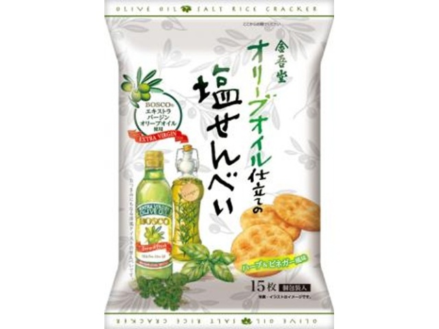金吾堂オリーブオイル仕立ての塩せんべい １５枚 15枚 12入り 食品 菓子問屋 タジマヤ 卸ネット 菓子 食品 飲料 日用雑貨の仕入れ問屋 タジマヤ 卸ネット