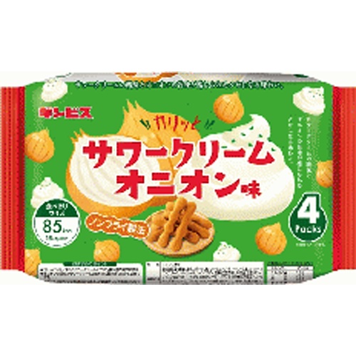 ギンビス カリッとサワークリームオニオン味４Ｐ 【新商品 3/10 発売】 【今月の特売 菓子】 □お取り寄せ品 【購入入数１２個】