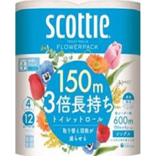 スコッティ フラワー３倍長持ち４Ｒシングル 【今月の特売 雑貨】 □お取り寄せ品 【購入入数１２個】