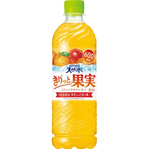 サントリー天然水きりっと果実ＯＲ＆マンゴーＰ６００ 【今月の特売 飲料水】 △ 【購入入数２４個】