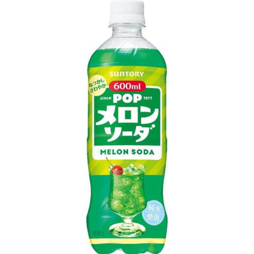 サントリー ＰＯＰメロンソーダＰ６００ｍｌ 【今月の特売 飲料水】 △ 【購入入数２４個】