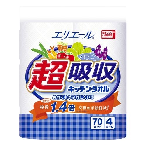 エリエール 超吸収キッチンタオル４Ｒ７０カット △ 【購入入数１個】