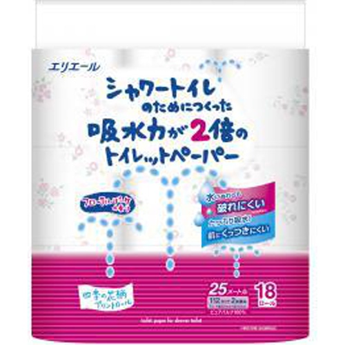エリエール シャワートイレットフラワー１８ロール □お取り寄せ品 【購入入数４個】