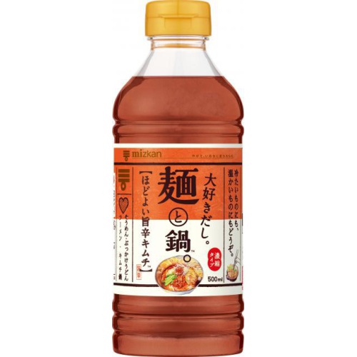 ミツカン 麺と鍋。ほどよい旨辛キムチ５００ｍｌ □お取り寄せ品 【購入入数１２個】