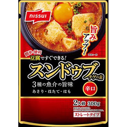 ニッスイ スンドゥブチゲの素辛口３００ｇ 【今月の特売 調味料】 □お取り寄せ品 【購入入数３２個】