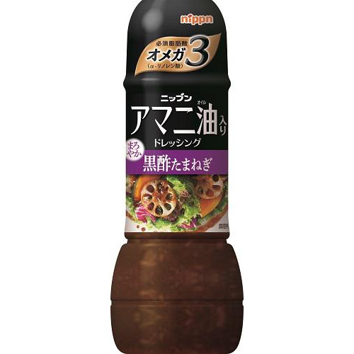 ニップン アマニ油入りドレ 黒酢たまねぎ３００ｍｌ □お取り寄せ品 【購入入数２４個】