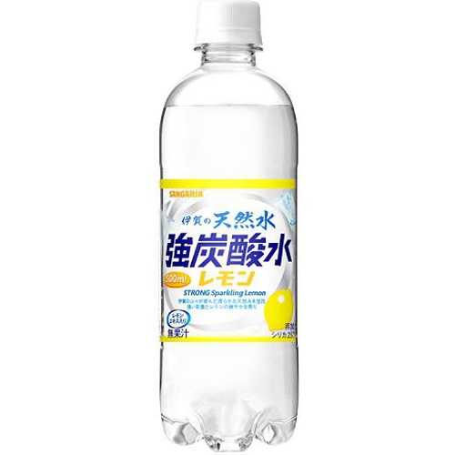 サンガリア 伊賀の天然水強炭酸水レモンＰ５００ｍｌ □お取り寄せ品 【購入入数２４個】