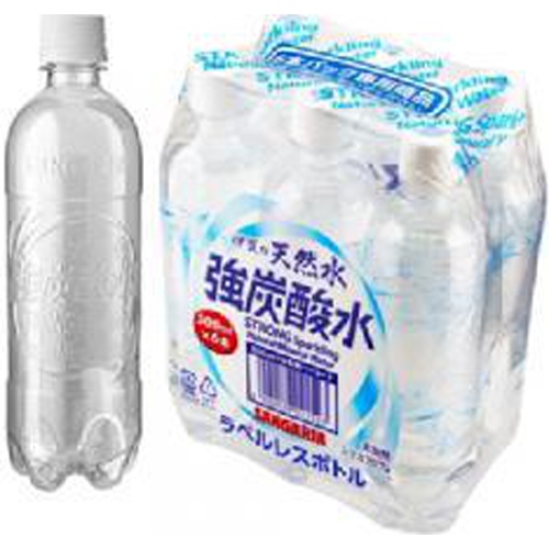 サンガリア伊賀の強炭酸水Ｐ５００×６本ラベルレス □お取り寄せ品 【購入入数４個】