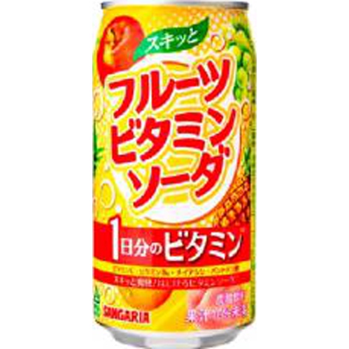 サンガリア スキッとフルーツビタミンソーダ缶３５０ □お取り寄せ品 【購入入数２４個】