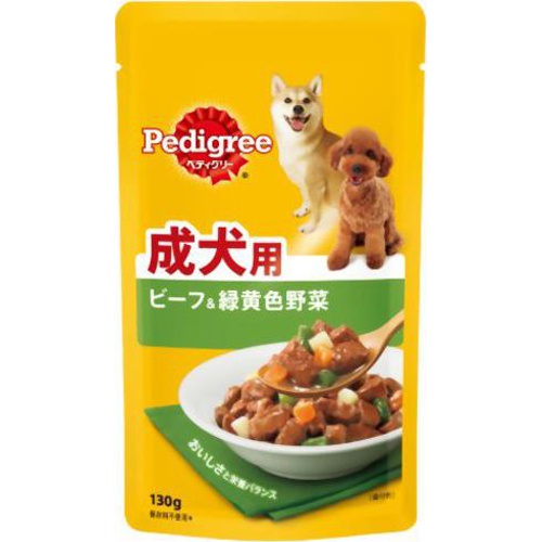 ペディグリー 成犬用ビーフ＆緑黄色野菜１３０ｇ □お取り寄せ品 【購入入数５０個】