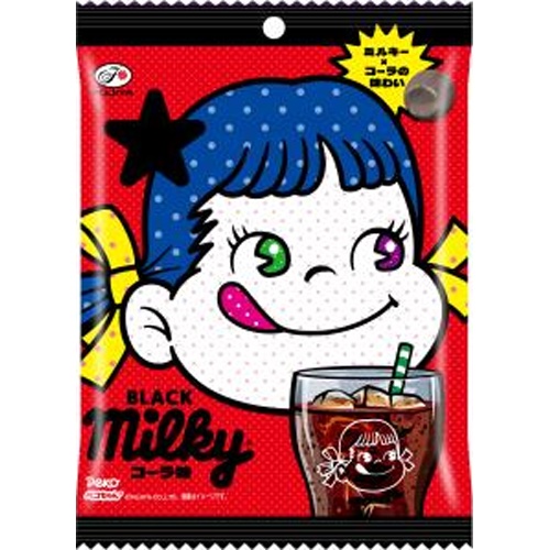 不二家 ＢＬＡＣＫミルキー（コーラ味）袋 ６４ｇ 【新商品 8/5 発売】 △ 【購入入数６個】【数量限定】◇