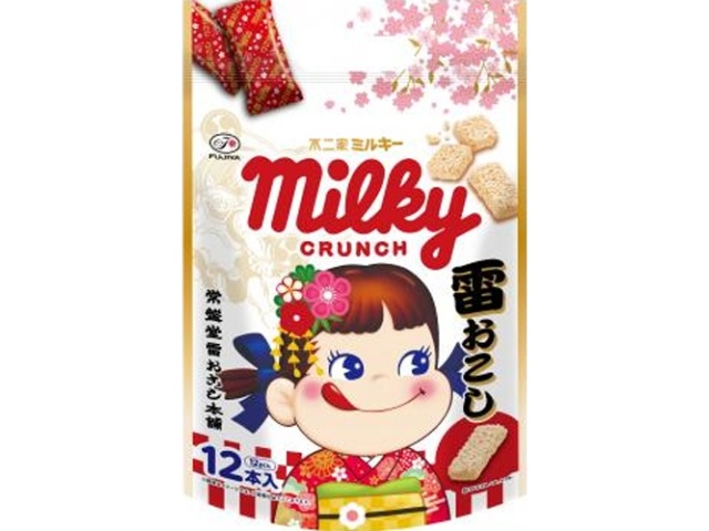 不二家 ミルキクランチ雷おこし１２本 【新商品 9/30 発売】 △ 【購入入数１２個】【数量限定】◇