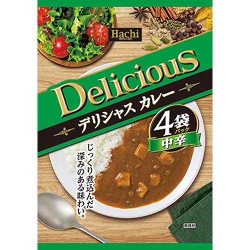 ハチ食品 デリシャスカレー中辛１７０ｇ×４Ｐ □お取り寄せ品 【購入入数１２個】