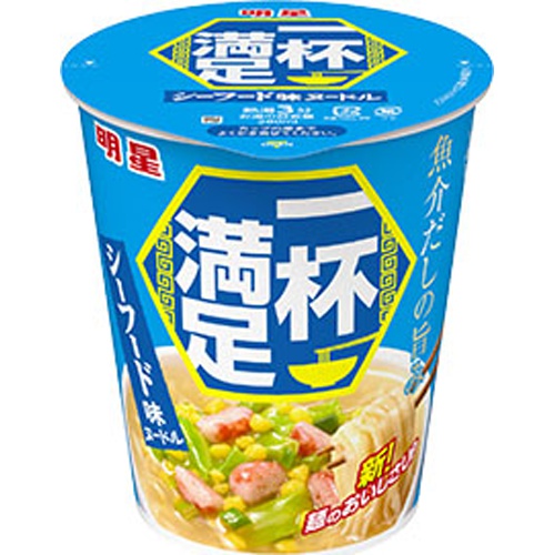 明星 一杯満足 シーフード味ヌードル △ 【購入入数１２個】