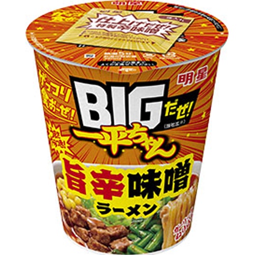 明星 ＢＩＧだぜ！一平ちゃん 旨辛味噌ラーメン 【今月の特売 麺類】 □お取り寄せ品 【購入入数１２個】
