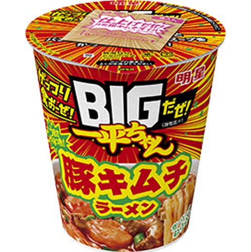 明星 ＢＩＧだぜ！一平ちゃん 豚キムチラーメン 【新商品 3/10 発売】 【今月の特売 麺類】 □お取り寄せ品 【購入入数１２個】
