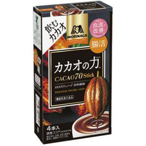 森永 カカオの力ＣＡＣＡＯ７０スティック４本 □お取り寄せ品 【購入入数４８個】