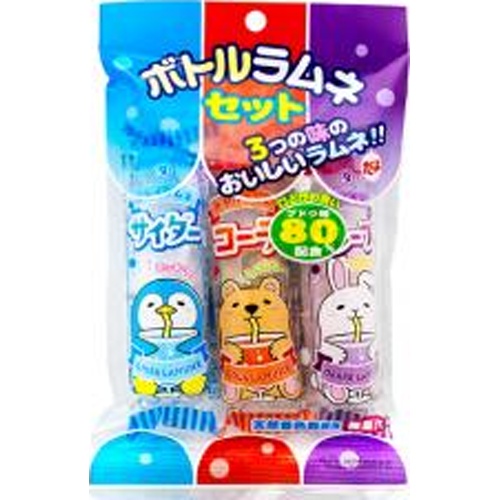 やおきん ボトルラムネ３本セット □お取り寄せ品 【購入入数１４４個】（入荷までお時間がかかります）
