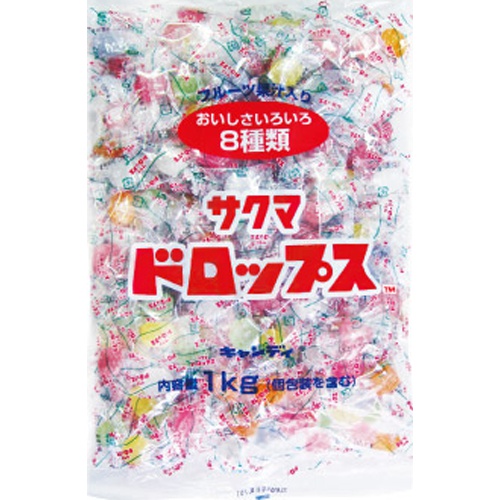 サクマ 袋入りドロップス １ｋｇ 【新商品 4/1 発売】 △ 【購入入数１０個】