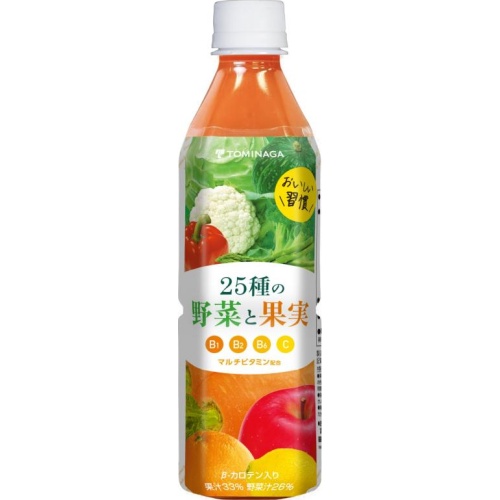 富永 ２５種の野菜と果実 Ｐ５００ｍｌ 【新商品 6/3 発売】 △ 【購入入数２４個】
